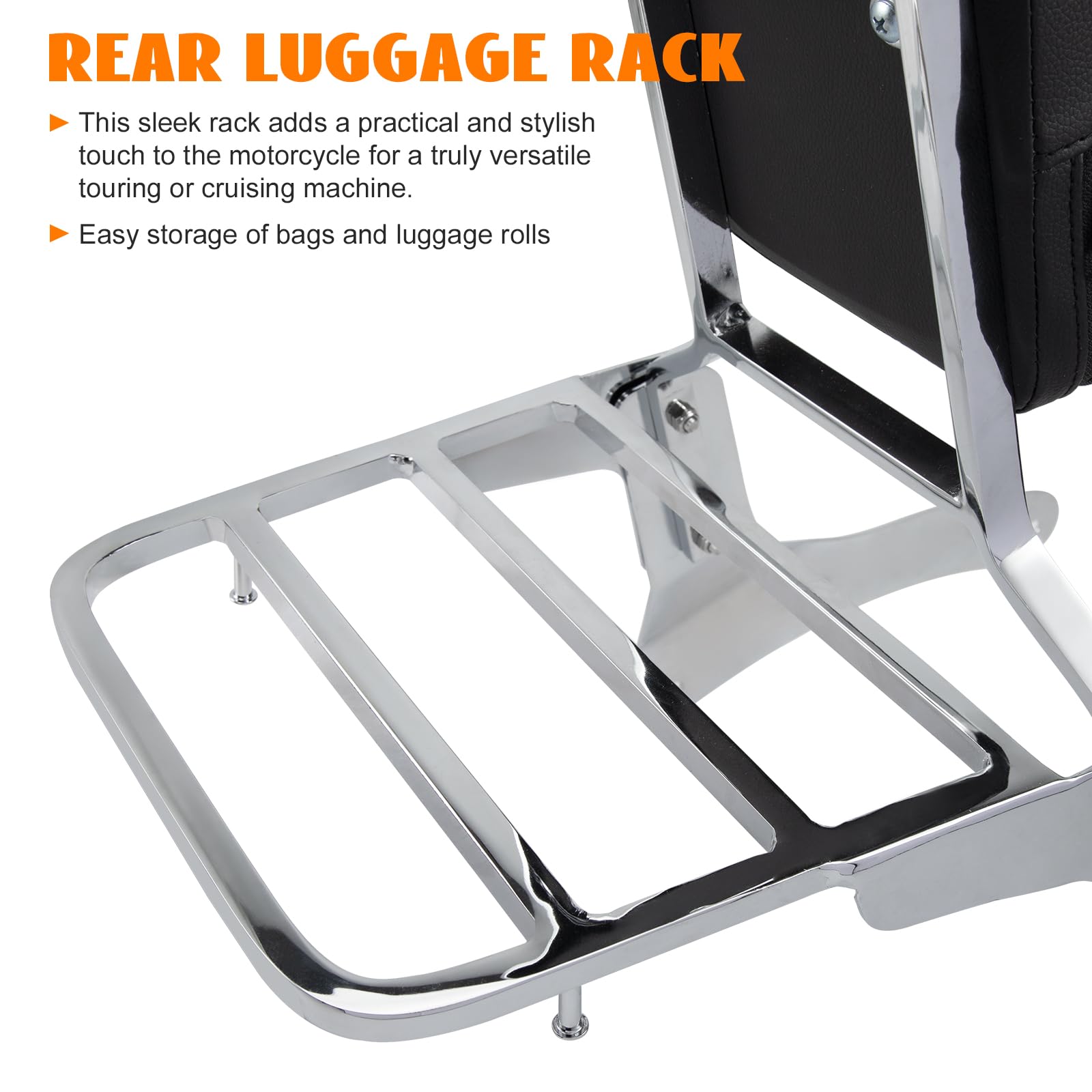 Sissy Bar & Luggage Rack For Kawasaki Vulcan 900/2000 - Detachable Backrest & Rear Carrier Rack