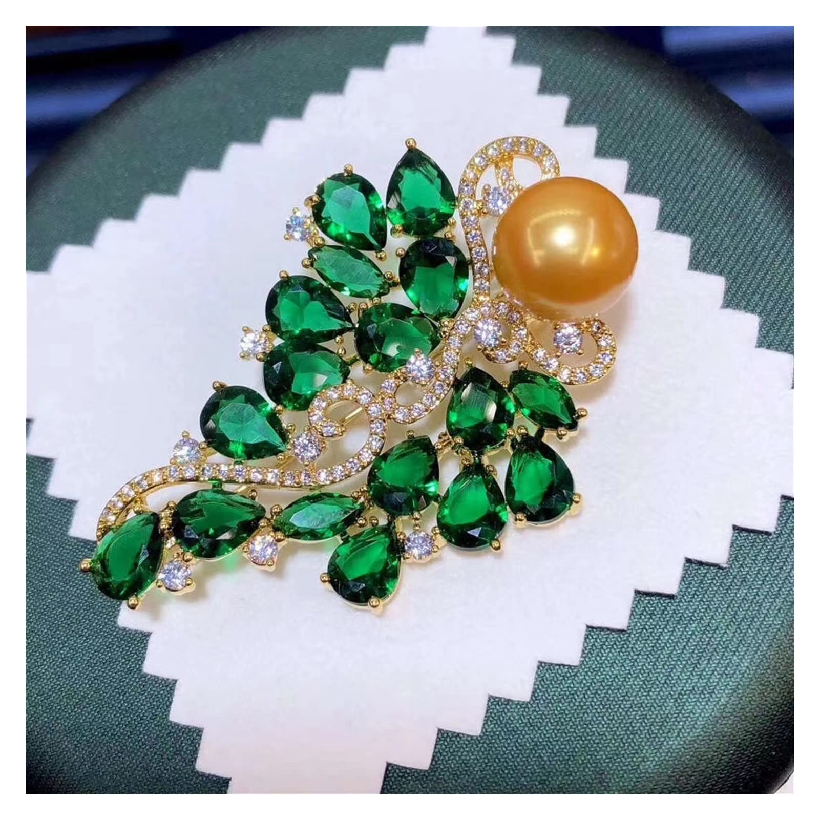Broche con Forma de Ramillete, Estilo Art déco, Broche de Perlas, Exquisita joyería, Chapado en Oro, 11-12 mm, Broche de Perlas de Agua Dulce for Damas
