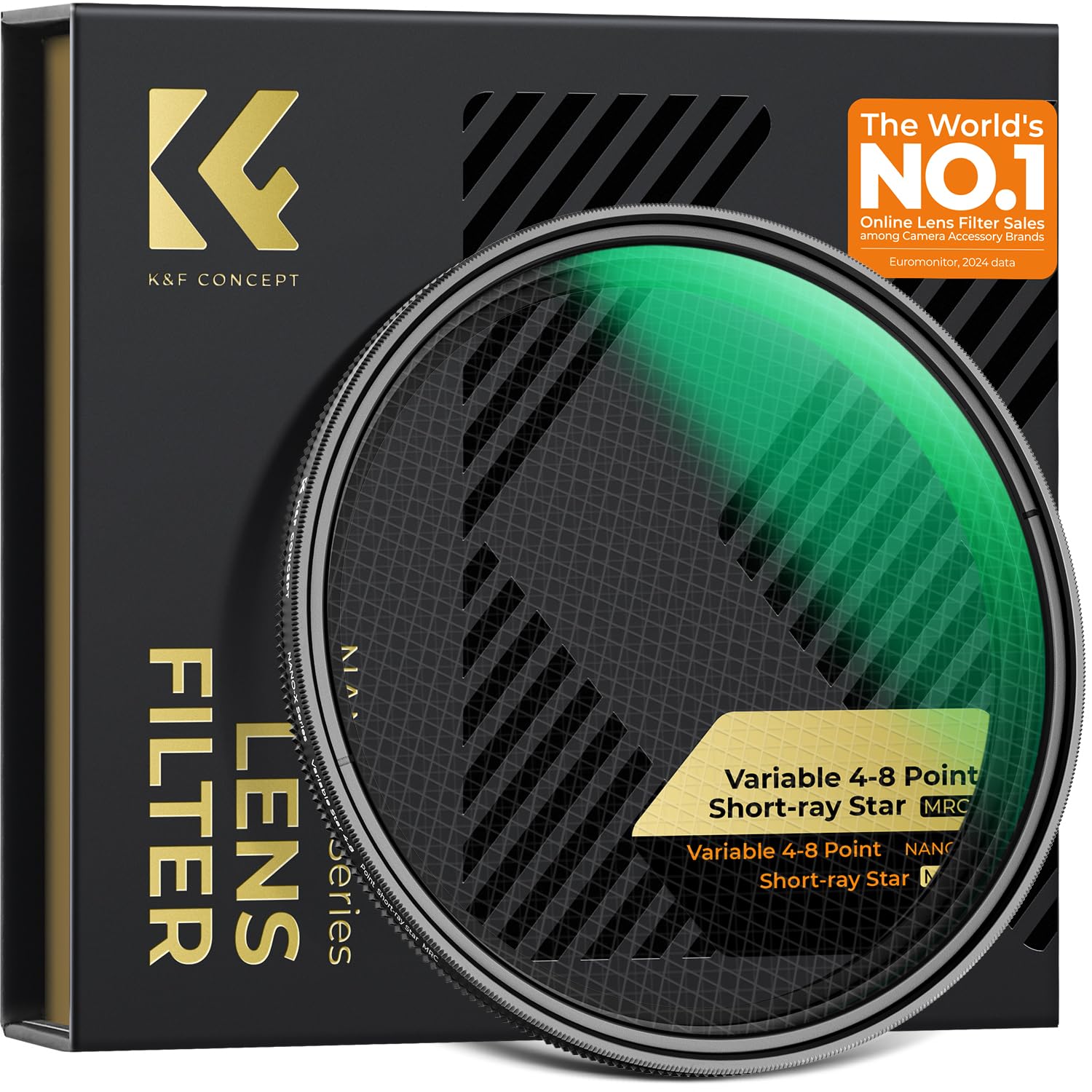 K&F CONCEPT Variabler Kurzstrahl-Sternfilter 4&8 Punkte Dezenter Glanz | 58mm,Optisches Glas,HD,Multi-Beschichtung,Wasserfest,für Nacht Lichtaufnahmen,Nano-Xcel Series
