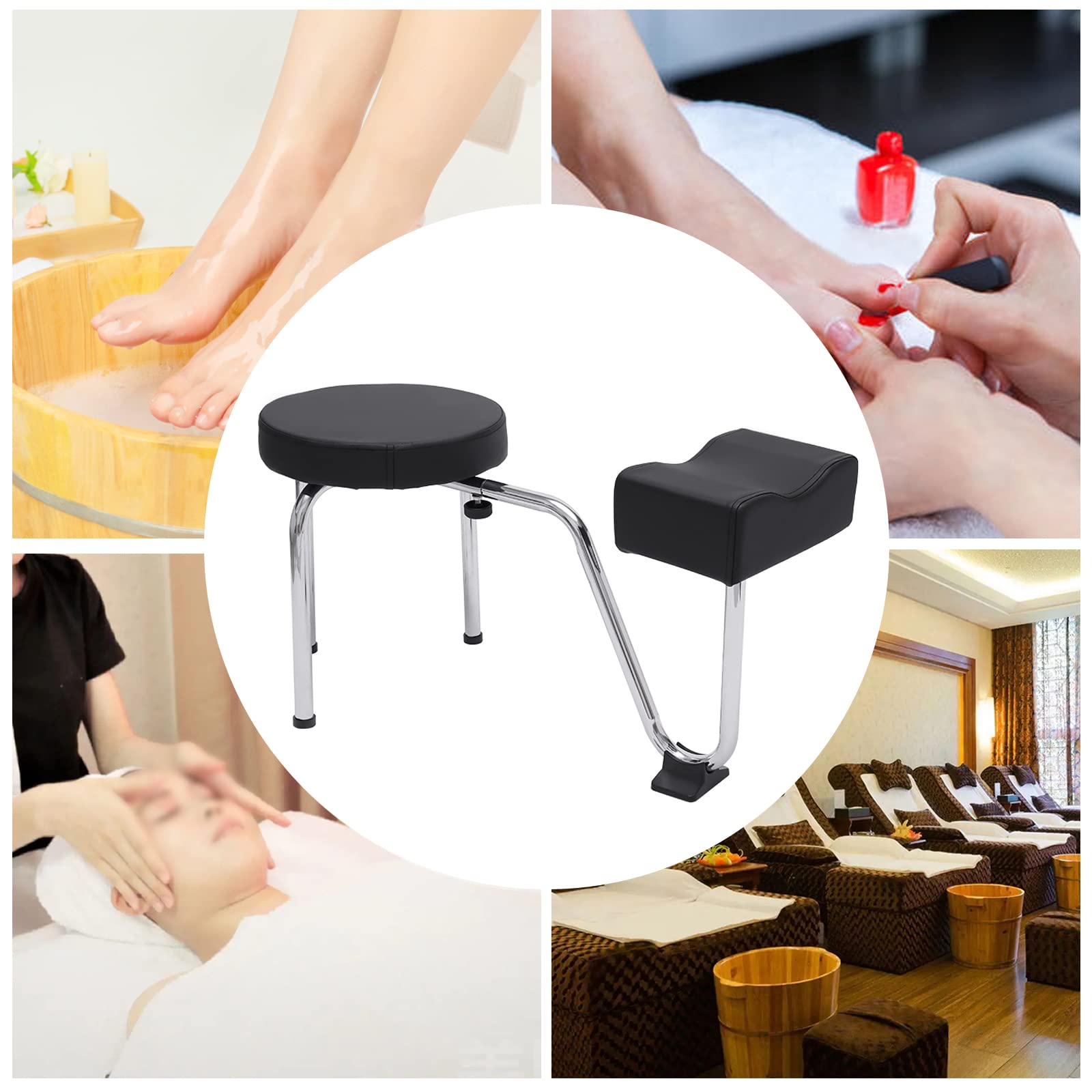 Tabouret de pédicure - Pour soins des pieds - Réglable - En PVC - Pour salon de beauté - Pour salon de beauté - Magasins de beauté - Noir