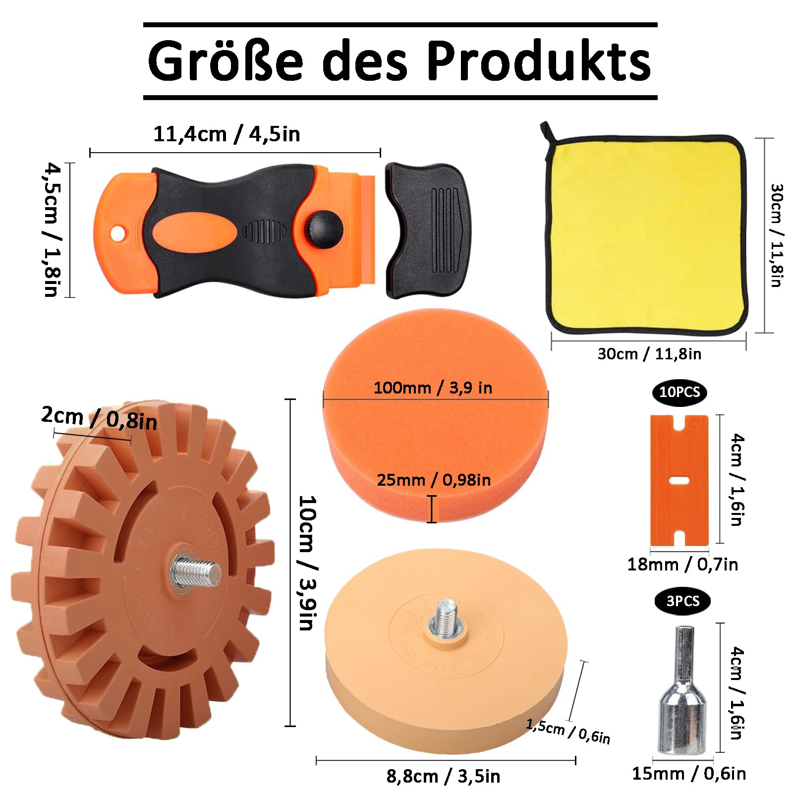 Goma para Eliminar Adhesivos, Eliminador adhesivo de goma, Pegatina Adhesiva de Goma, Rasqueta de Plástico con 10 Cuchillas de Plástico, Rueda de Borrador de Calcomanías, para Quitar Rayas, Pegatinas
