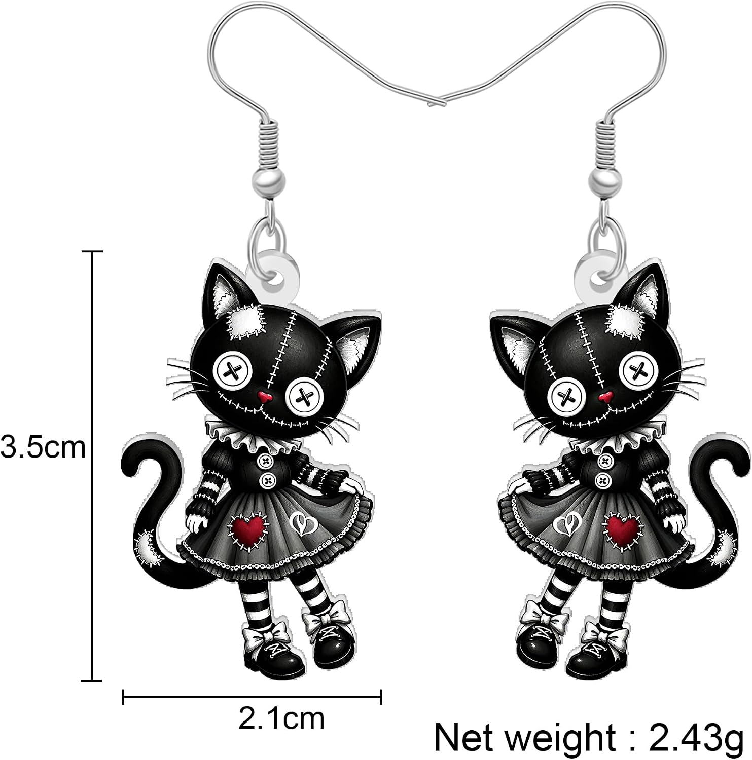 Halloween Voodoo Doll Black Cat Earrings Gifts for Women image 5