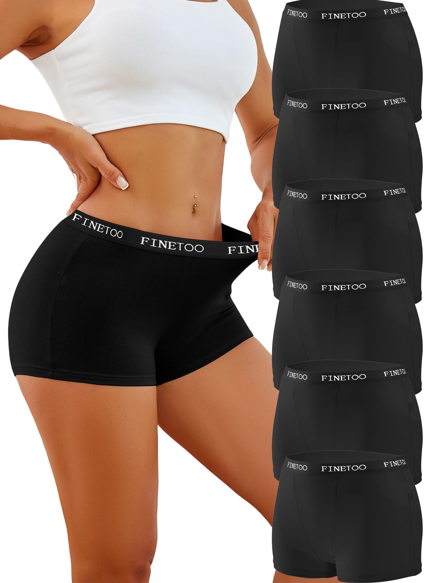 Womens Cotton Boy Shorts Underwear Full Coverage Soft Boxer Briefs High Waisted Panties for Lady Girls 6 Pack