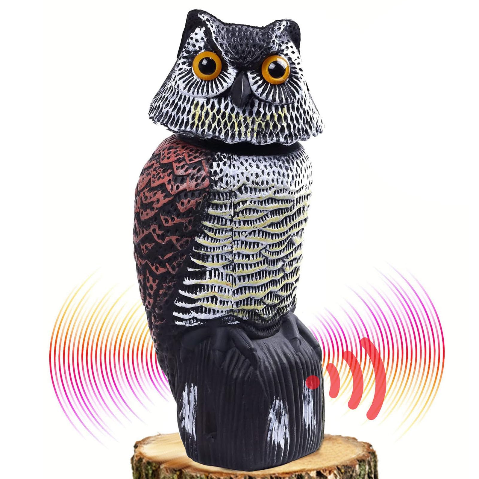 Leurre Hibou Solaire Anti-oiseaux - 2 Modes (jour/nuit) - Dimensions 11,5x11,5x24 Cm - Batteries Incluses