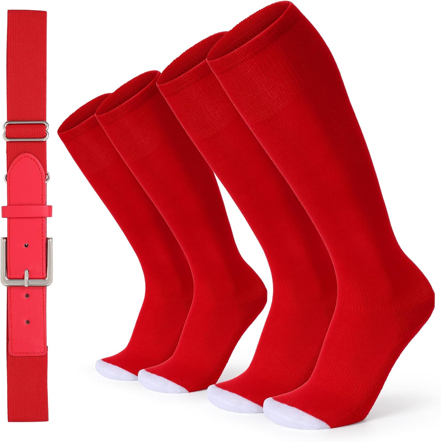 XZQTIVE Baseball Socks and Belt Combo Set,2 Pairs Softball Socks with Adjustable Elastic Baseball Belt for Youth Adult Men Women