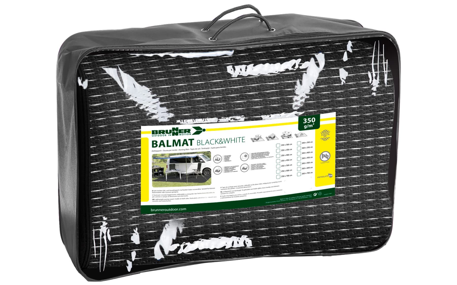 BRUNNER 0102064N.C20 Stuoia per Verande Camper Caravan Balamt, 250 X 500 Cm, Colore Nero