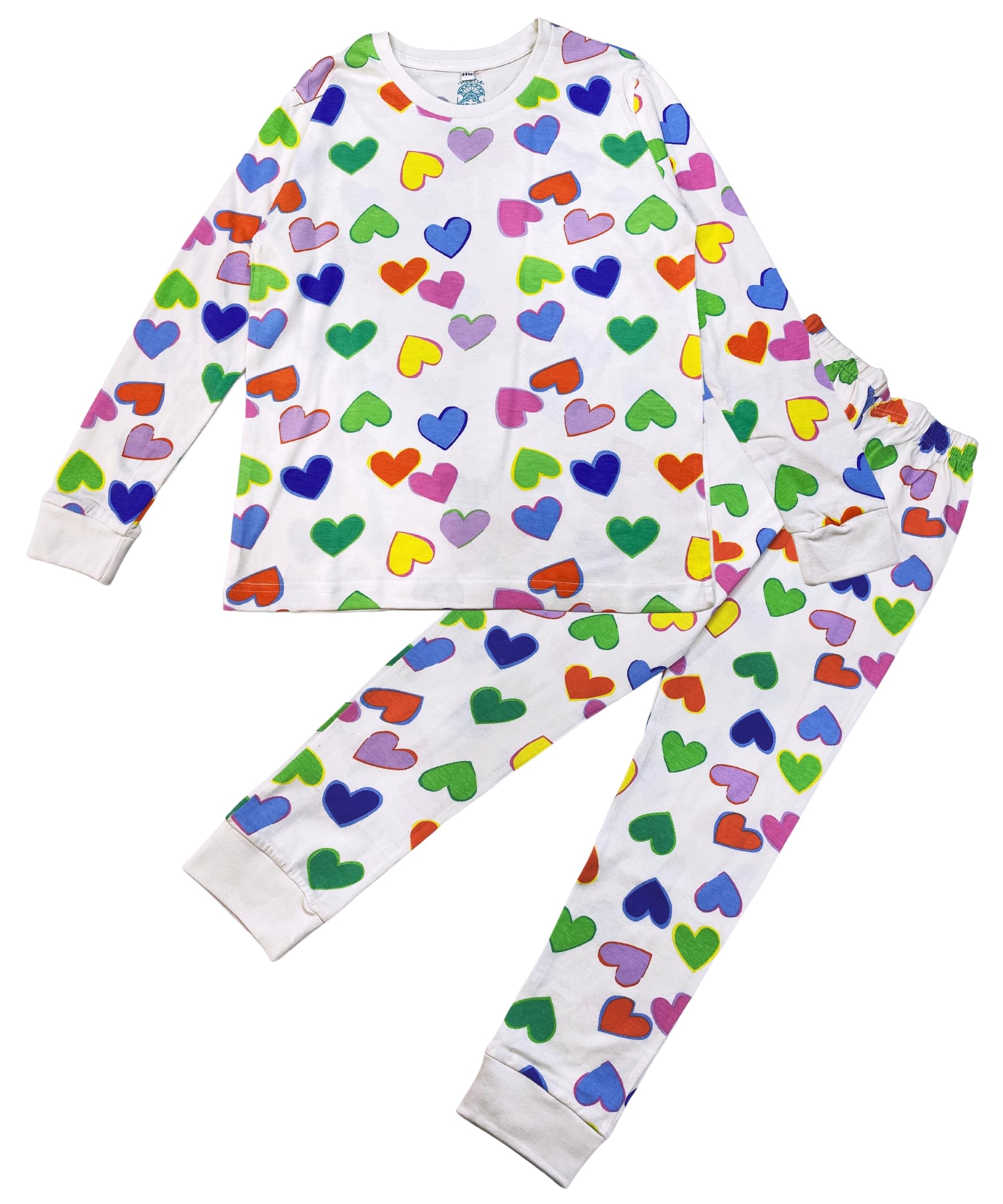 Hestia | H.NSG.N.1 |Girls Nightwear|Bottom Pyjama Tshirts | Breathable Fabric Pajama Sets|Cotton Night Dress Jogger|Trouser Full Sleeves Tshirt Night Suit for Kids|Heart Print|2-4Yrs|Offwhite | Set 1 - Image 8 thumbnail