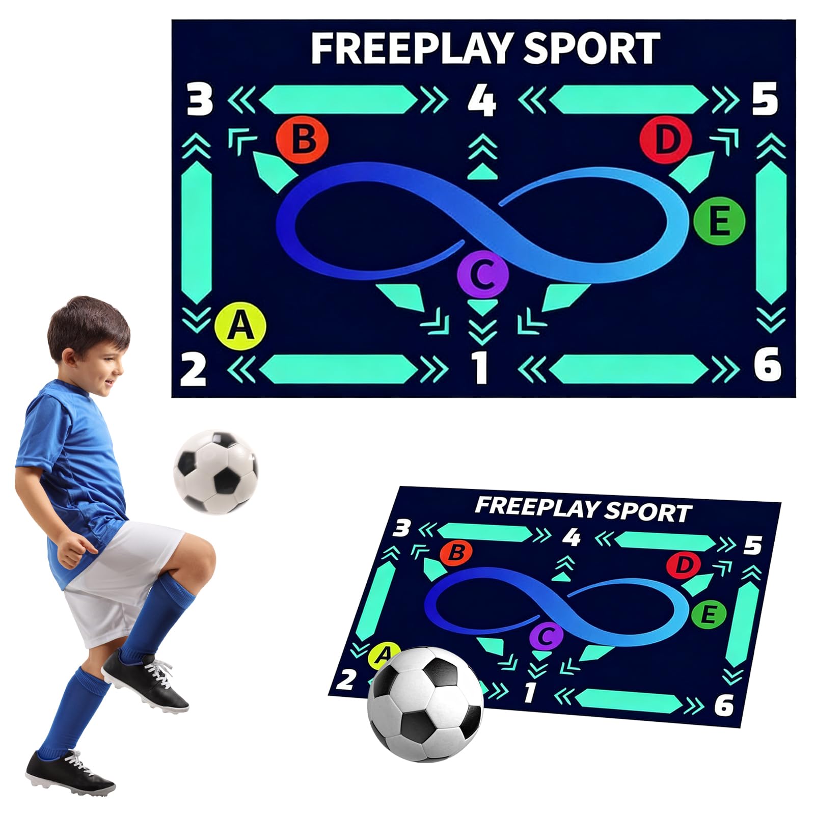 Football Training Mat, 90x60cm Non-Slip Soccer Skills Mat Footwork Ball Mastery Rug, Football Mastery Pad for Ball Control Practice Agility Drills, Soccer Sports Improve Skills for Teens Adults