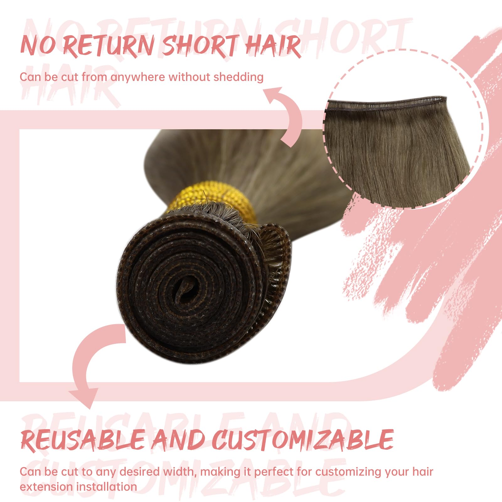 Fshine Extension Capelli Veri Matassa Castano Medio Che Sfuma Nel Biondo E Nel Biondo Extension Capelli Remy 40cm 50g Extension Cucite Capelli Veri Ultra Sottile #6/27/60
