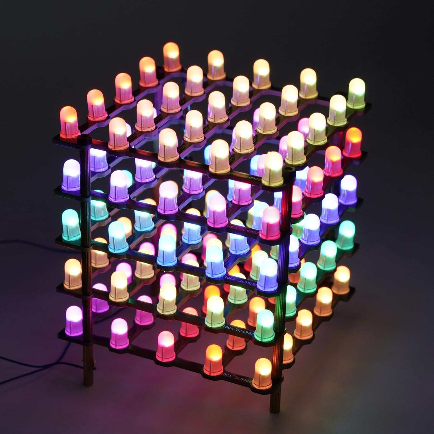 LED Cube displaying multiple colors