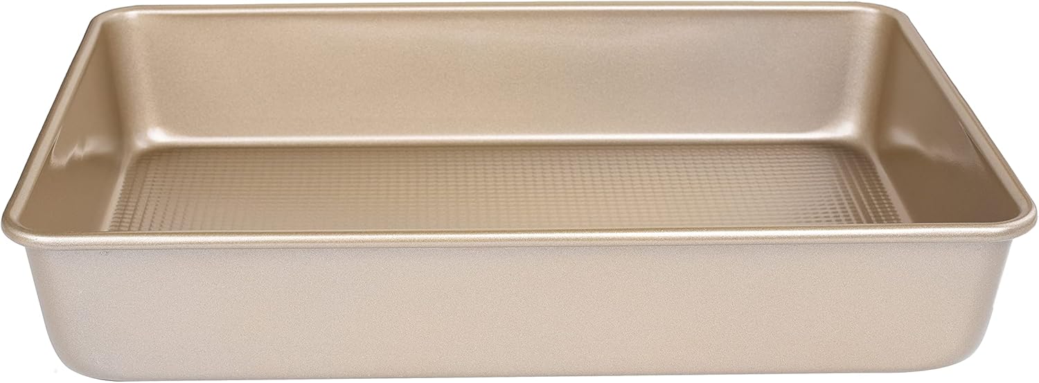 Kitcom Nonstick Roasting Pan for Baking, 13.4×9.4×2.4 Inch Cake Molds, Heavy Duty Rectangular Baking Pan for Oven, Champagne Gold Kitcom Nonstick Roasting Pan for Baking, 13.4×9.4×2.4 Inch Cake Molds, Heavy Duty Rectangular Baking Pan for Oven, Champagne Gold