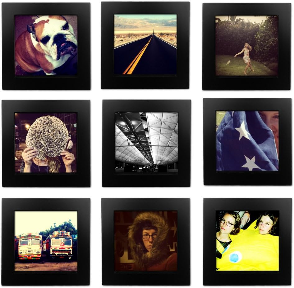 Tiny Mighty Frames9-Set, Natural Wood, Square, Instagram, Photo Frame, 4x4 (9, Black)