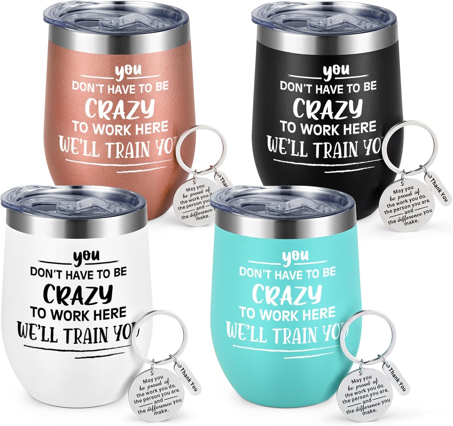 Gtmileo Coworker Christmas Gifts, 6 Pcs Don't Have To Be Crazy To Work Here Insulated Wine Tumblers Bulk, Work Gifts for Coworker Employee Female Boss Lady Men Women, Employee Christmas Gift Bulk,12oz