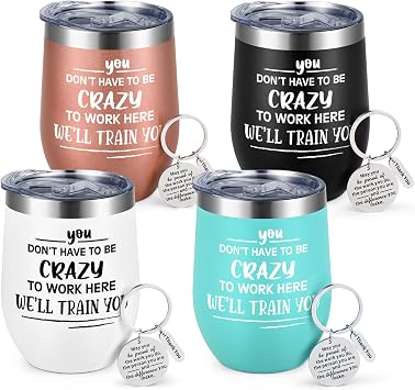 Gtmileo Coworker Gifts, 4 Pcs Dont Have To Be Crzay To Work Here Stainless Steel Insulated Tumblers, Christmas Boss Day Office Work Gifts for Coworker Employee Female Boss Lady Male BossMulti,12oz