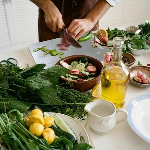 Miniatura 4 de Tabla de cortar de acero inoxidable de grado alimenticio, tabla de cortar de doble cara para cocina, fácil de limpiar, tabla de cortar