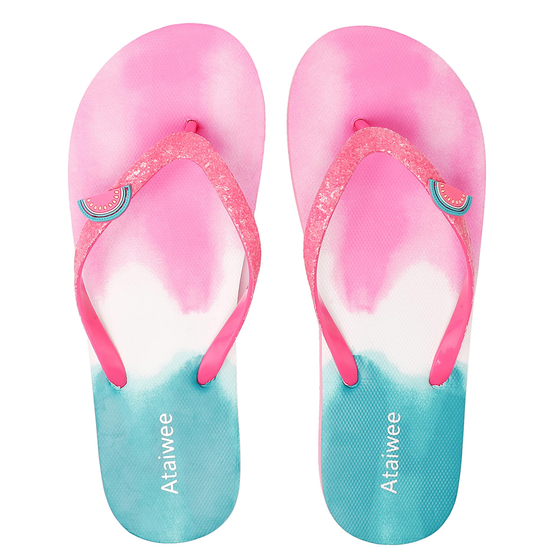 Ataiwee Girls Flip Flop Sandals Colorful Print Slip-On.