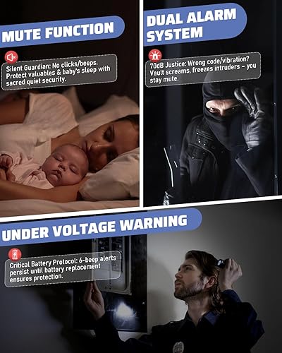 Miniatura 6 de Kavey Caja fuerte ignífuga de 2.6 Cub, caja fuerte para dinero con compartimento oculto y pantalla táctil LCD, caja fuerte grande con sistema de