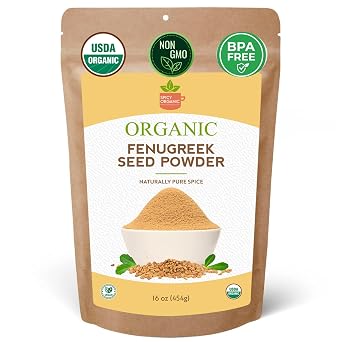 SPICY ORGANIC Fenugreek Powder - 16 OZ - USDA Certified Organic - Freshly Ground Indian Fenugreek Seeds for Hair, Tea & Robust Seasoning Spice in Cooking
