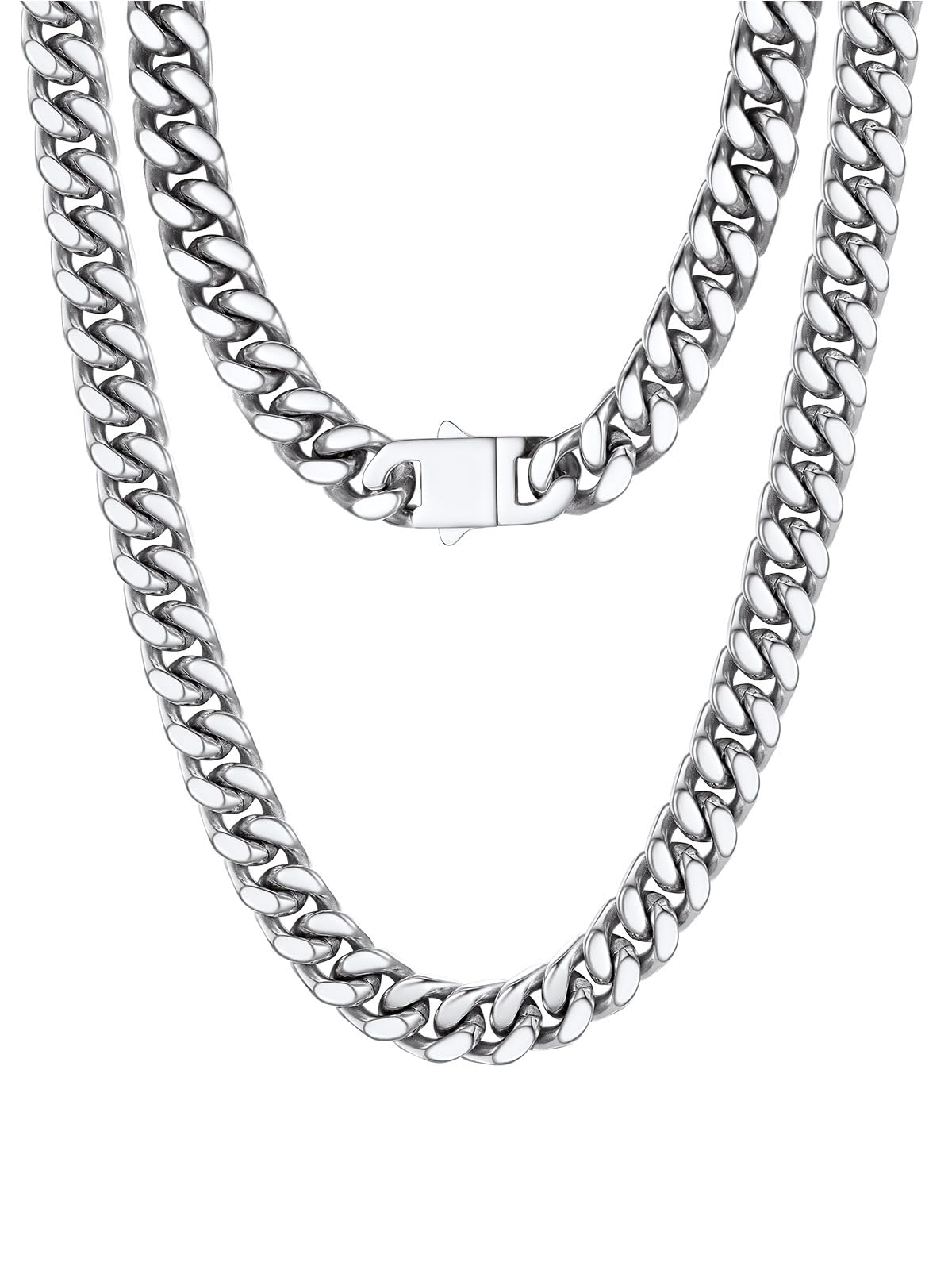 PROSTEEL 5/12/14mm Chaine Cubaine Femme Acier Inoxydable - 45/50cm de Long, Collier Cubain Gros Maillon, Collier Chaine Femme Plaqué Or 14K, Bijou Hip Hop Style