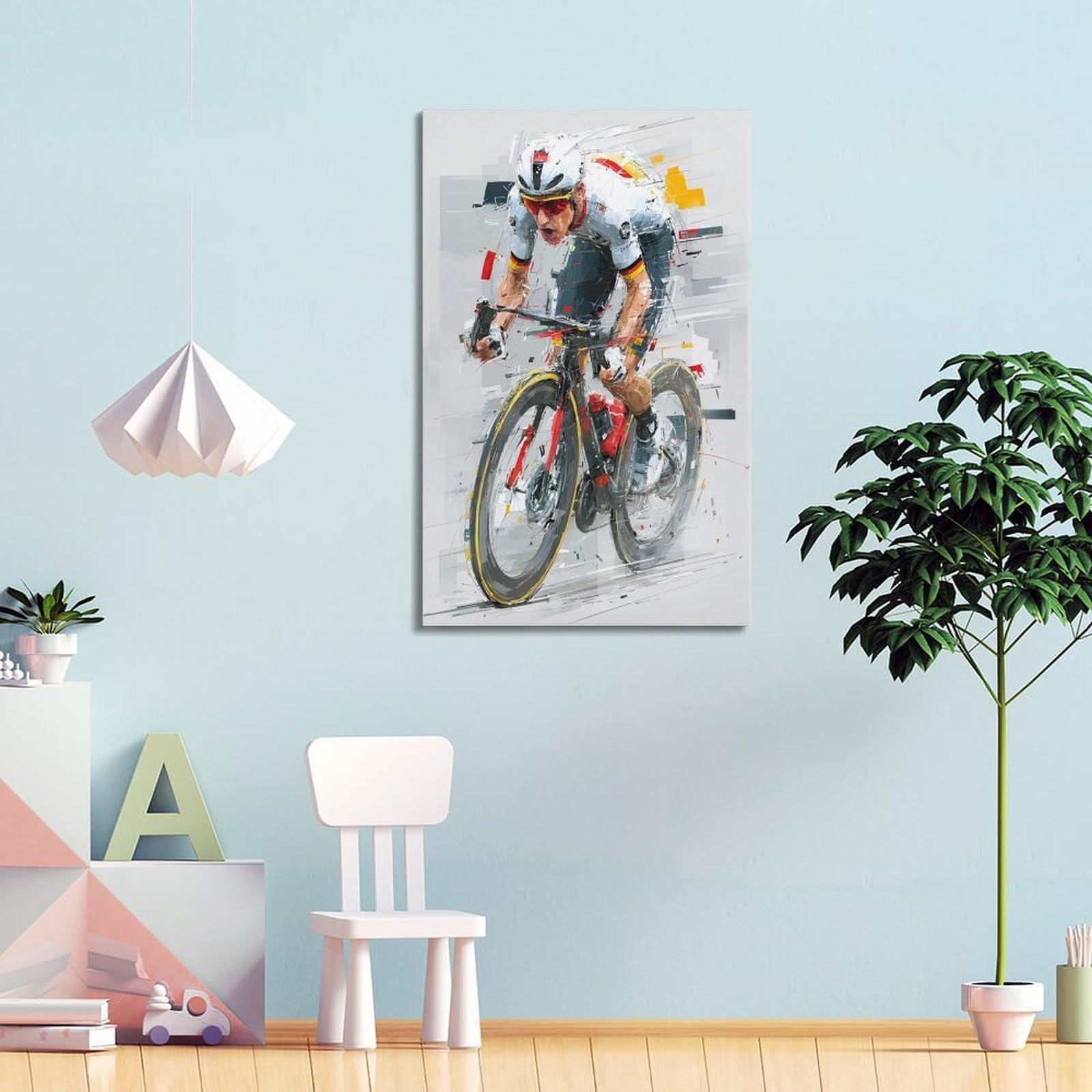 XKUGA Poster con stampa su tela, motivo: corsa ad acquerello, ciclismo, bici da strada, sport, estate, moderno, decorativo, decorazione artistica da parete per famiglia, grotta degli uomini, sala