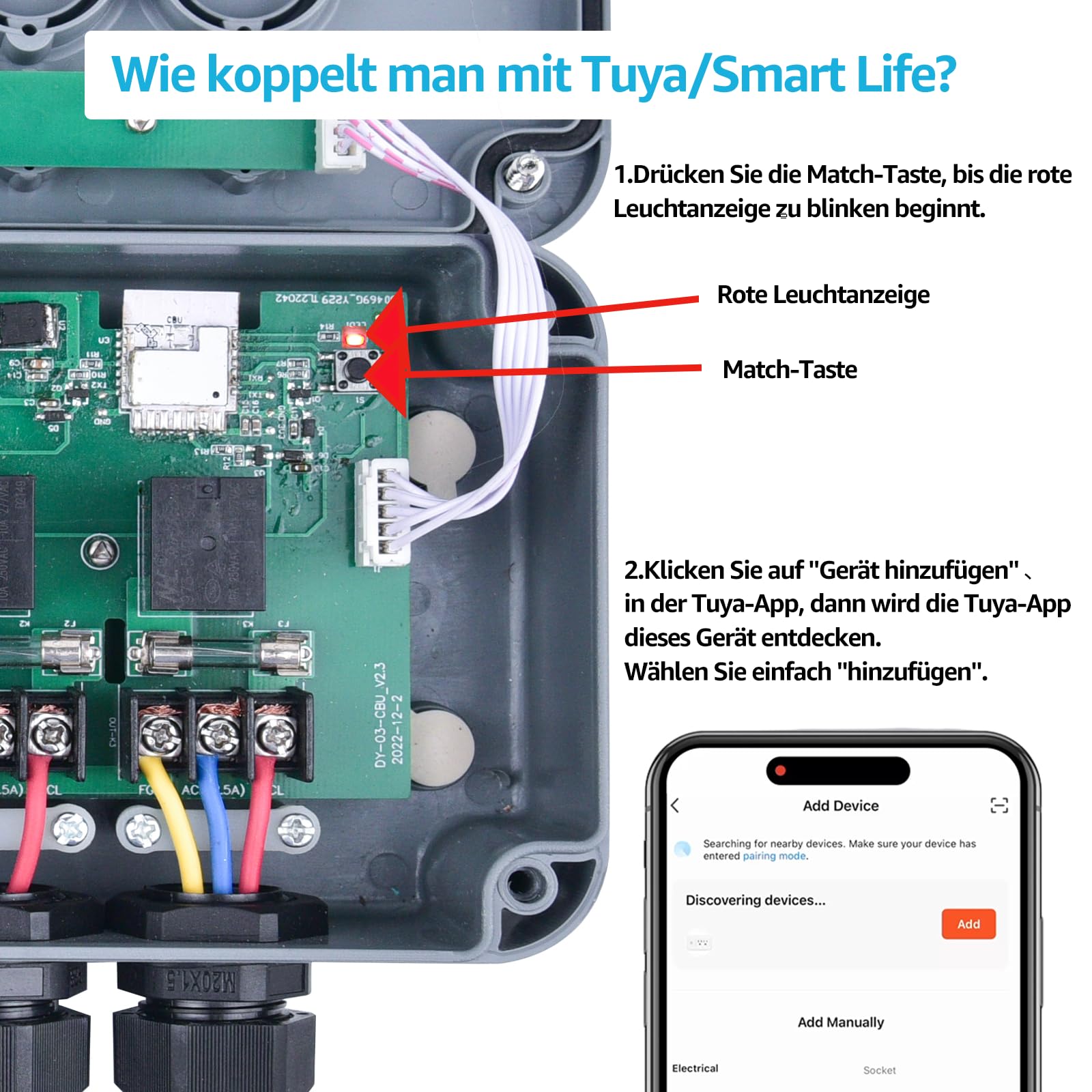 Smart Außenschalter, NineLeaf 3-fach Outdoor-Schaltbox, robuste IP66 wasserdichte Box, WiFi-Licht-Timer, Garten Schalter, Ferngesteuerte Teichbeleuchtung, kompatibel mit Tuya/Smart Life, 110V-240V
