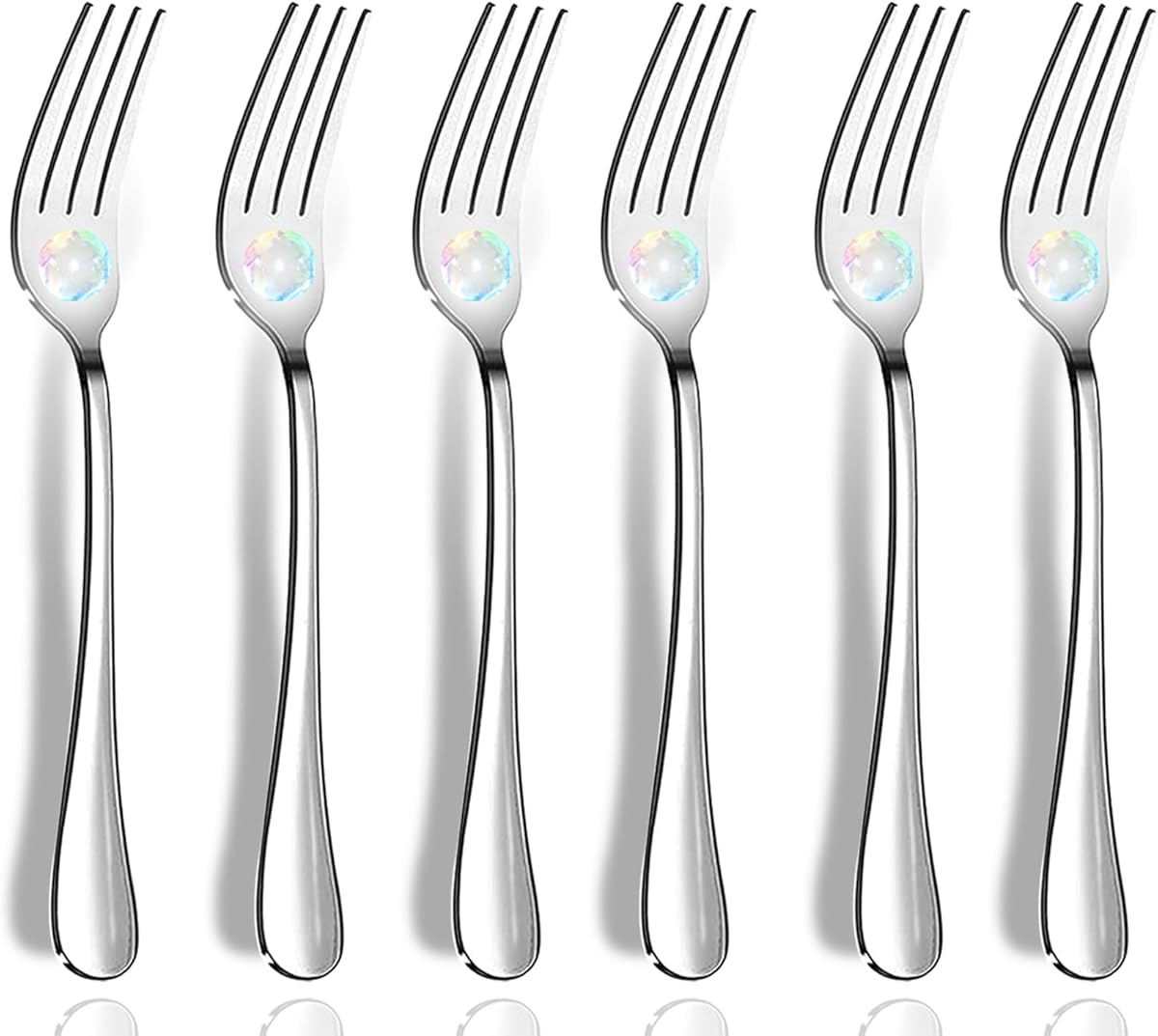 Dinner Forks, Set of 6 Top Food Grade Stainless Steel Silverware Forks, Flatware Set,8 Inches, Mirror Finish & Dishwasher Safe, New Apartment Essentials Cutlery Set