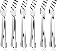 FMUMIA Dinner Forks Set of 6 - 18/10 Food Grade Stainless Steel, 8 Inch Mirror Finish, Dishwasher Safe Flatware for Everyday Use