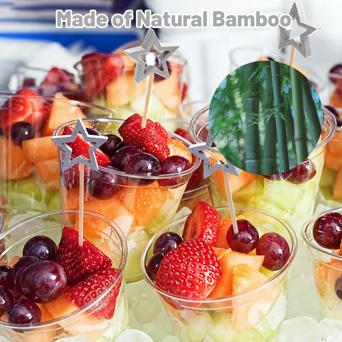 50 Pezzi Stuzzicadenti Decorativi, Stecchini per Aperitivo, Stuzzicadenti da Cocktail Stella Argento, Bastoncini da Cocktail di Natale, Decorazioni per Cibi e Bevande per Feste di Compleanno