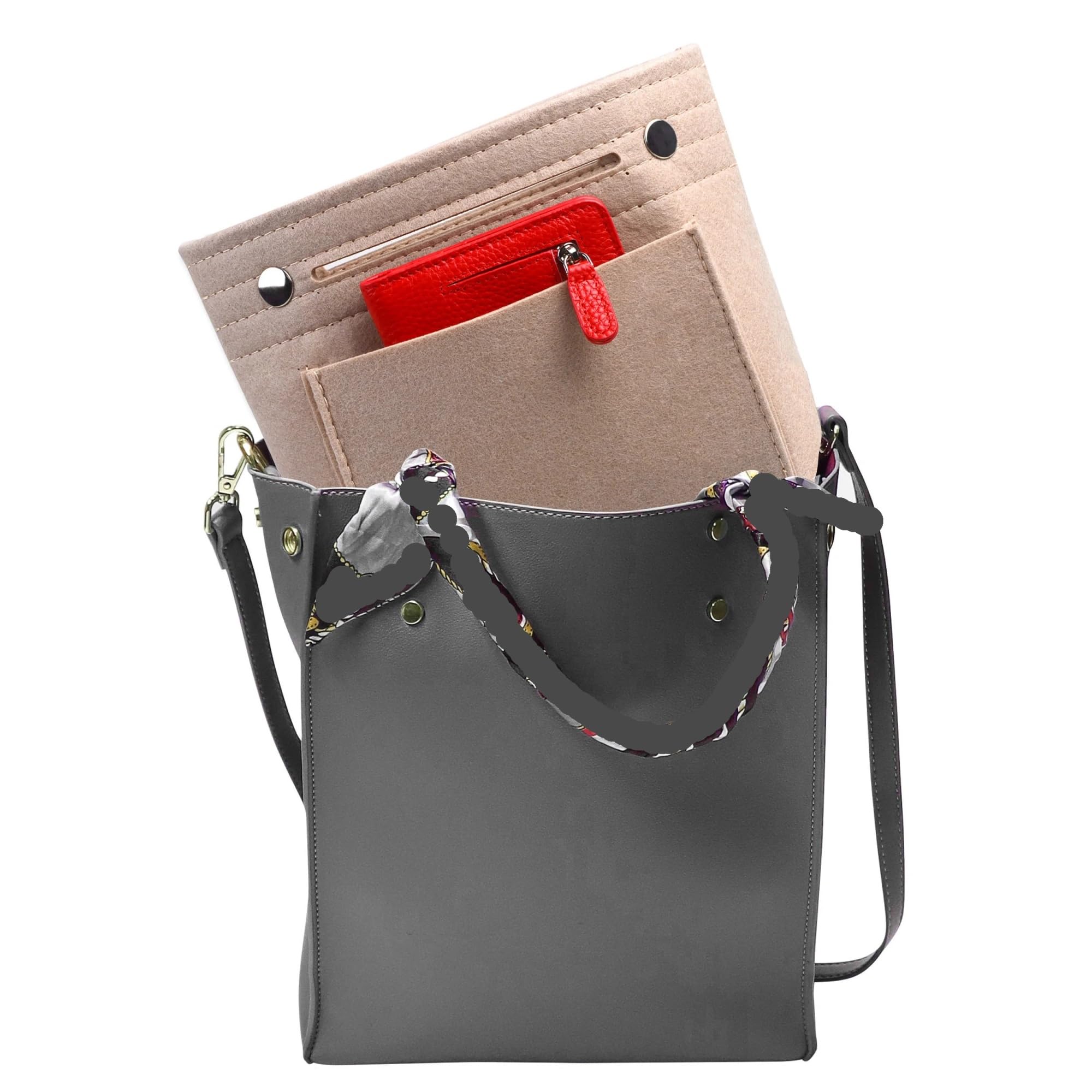 3 Stück Filztaschen-Organizer-Einsatz Mini-Filz-Geldbörsen-Organizer-Einsatz im Inneren der Handtasche Tote Pocketbook for Frauen FüR Damen(Wine Red)