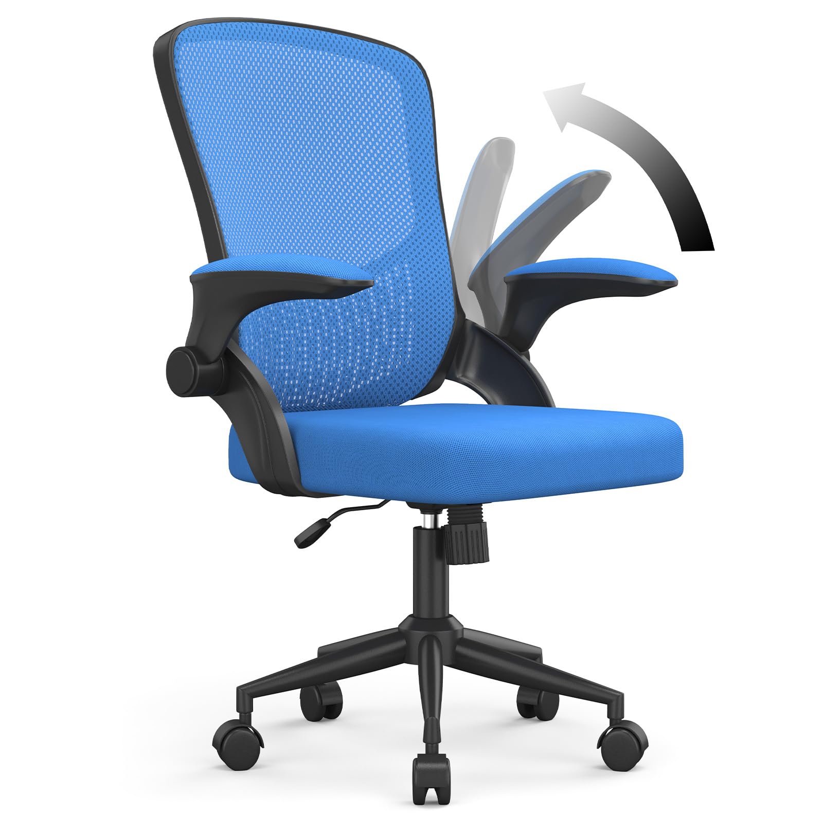 naspaluro Computer Desk Chair, Ergonomic Office Chairs with Flip-up Armrests, Mid-Back Mesh Chair with Lumbar Support, Home Office Chair-Blue Chair
