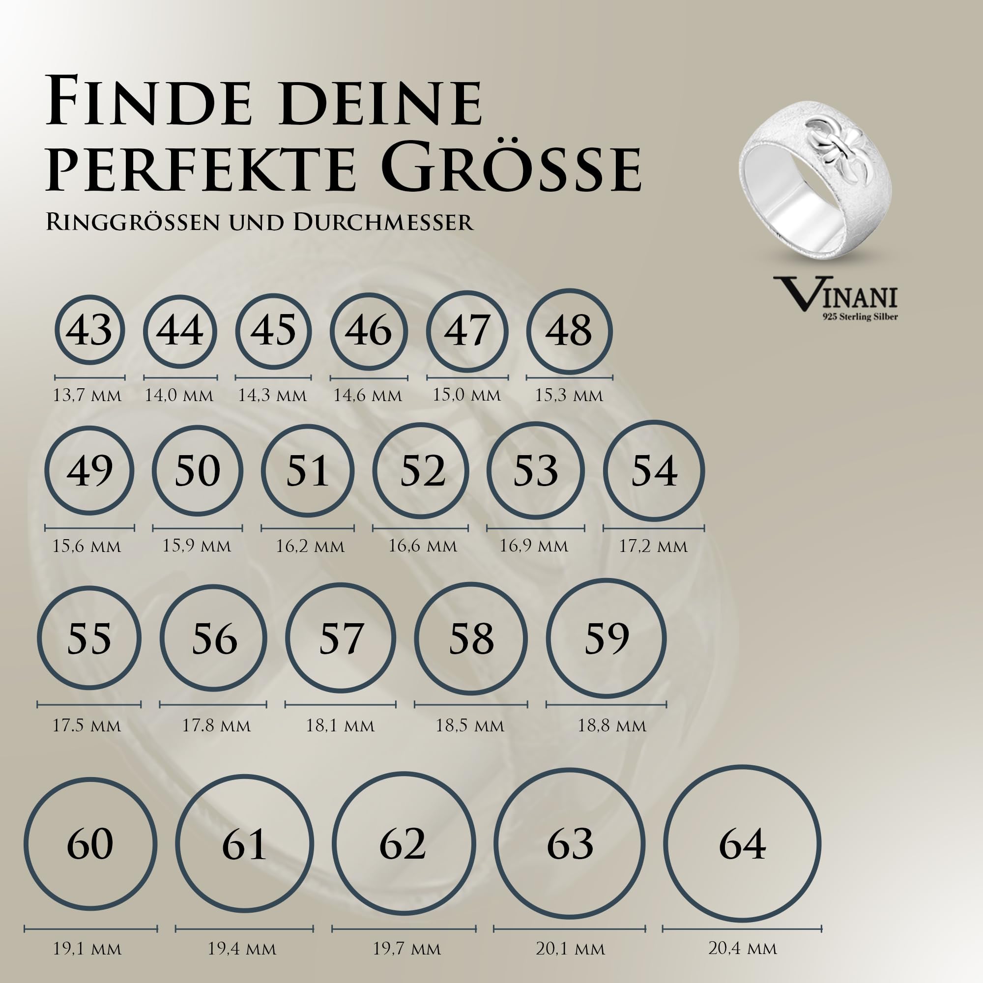 Vinani Damenring aus 925 Sterling Silber – Massiver, gebürsteter Ring mit Fleur de Lis Lilie & Ritter-Symbol, nickelfrei & antiallergisch, handgefertigter eleganter Silberschmuck