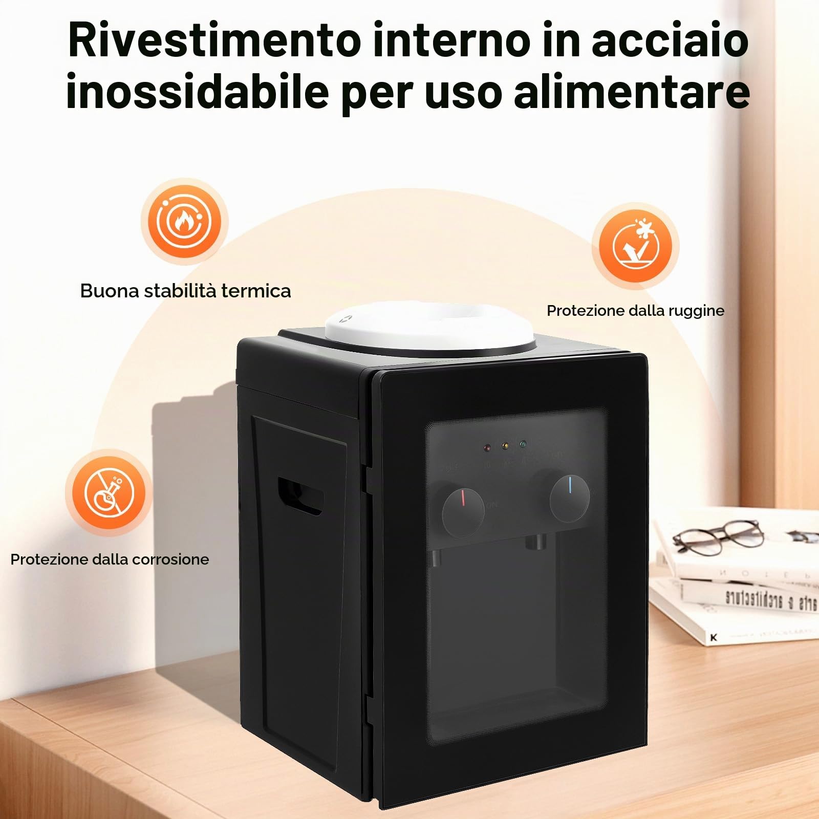 Distributore di acqua calda elettrico da 550 W | Distributore verticale di acqua calda e fredda per ufficio e casa | Fontana con controllo del termostato