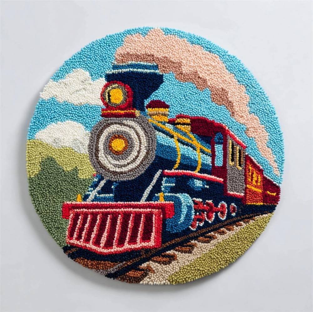 kitphoenix Latch Hook Kits for Adults, Vintage Steam Train