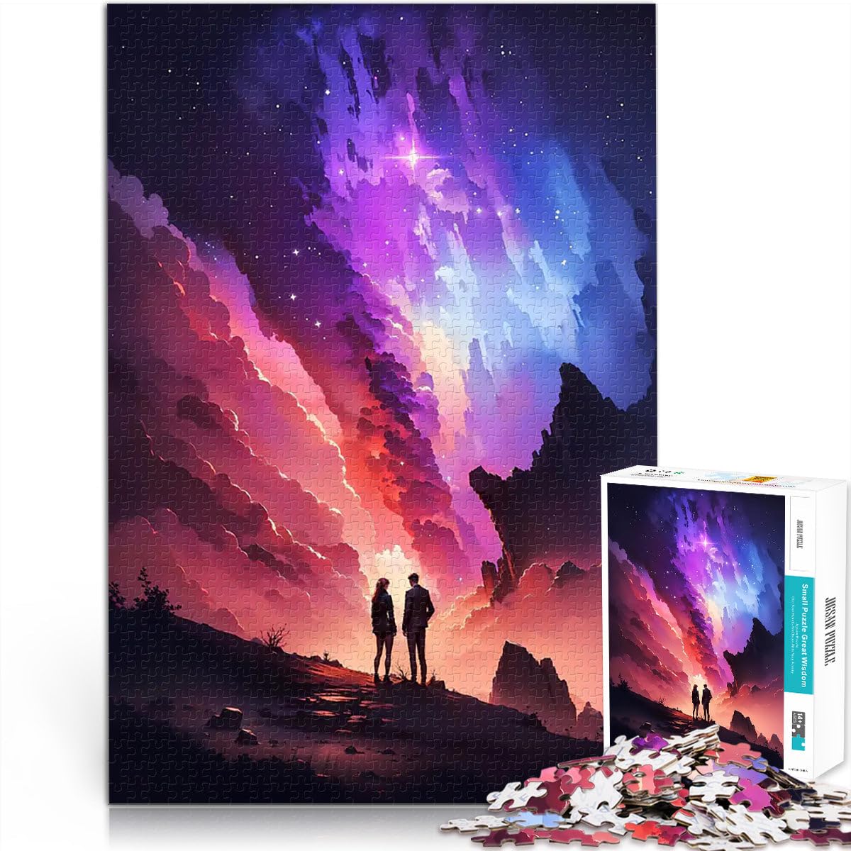 Jigsaw Puzzles 1000 Pieces for teenagers Epic Galaxy Love Story Präzisionsschnitt einzigartiges Herausforderungsspiel75x50cm