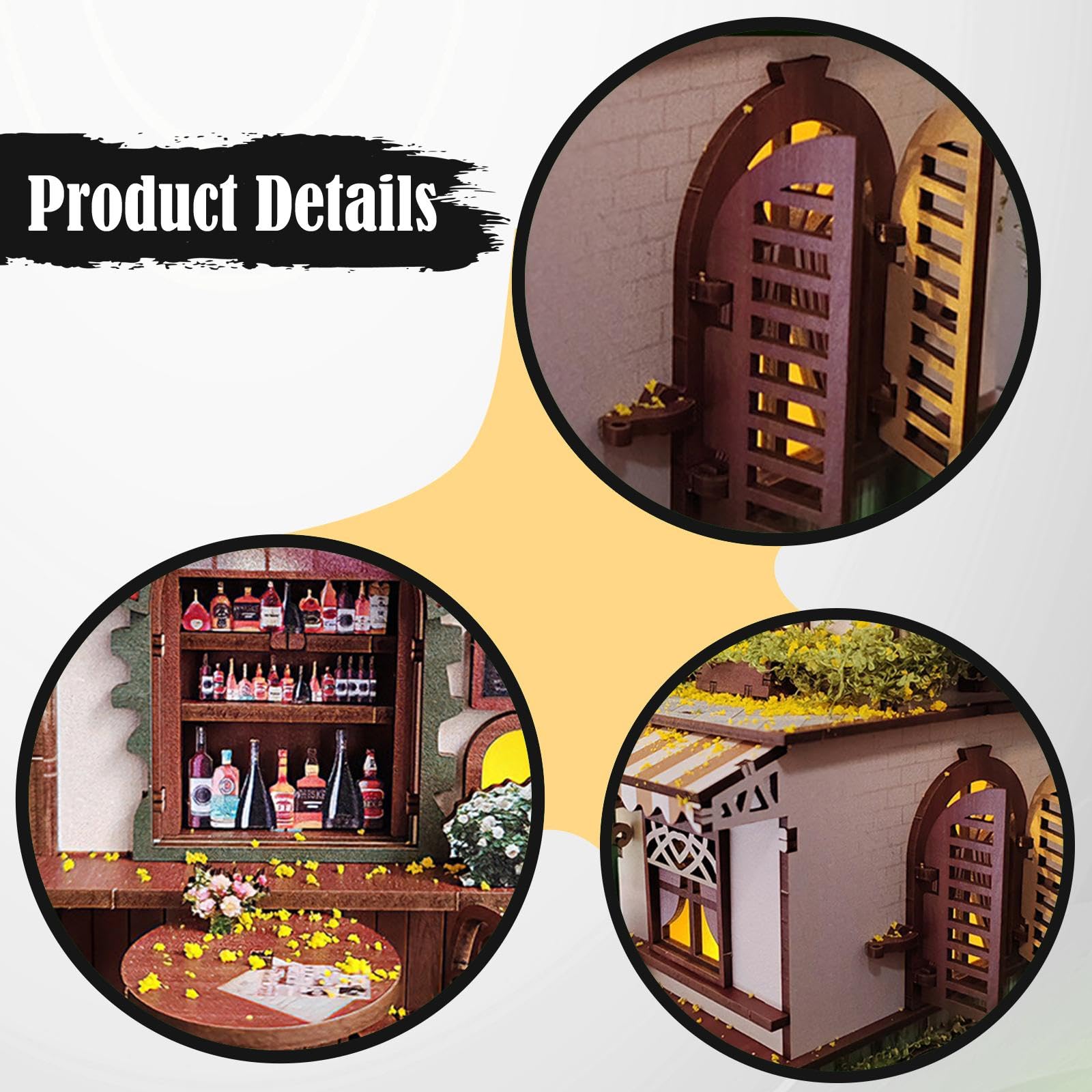 harayaa Kit Fai da Te in Miniatura per Case delle Bambole con Accessori, Decorazioni Creative per la casa con luci, casa delle Bambole Fatta a Mano per