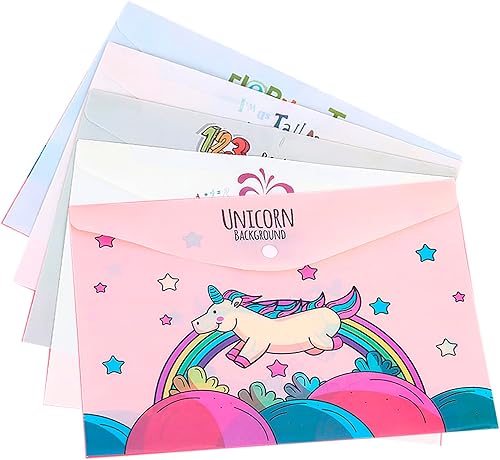 Sobres de plástico, 10 sobres de plástico con cierre a presión, lindas carpetas de archivos de dibujos animados jirafa, elefante, dinosaurio,