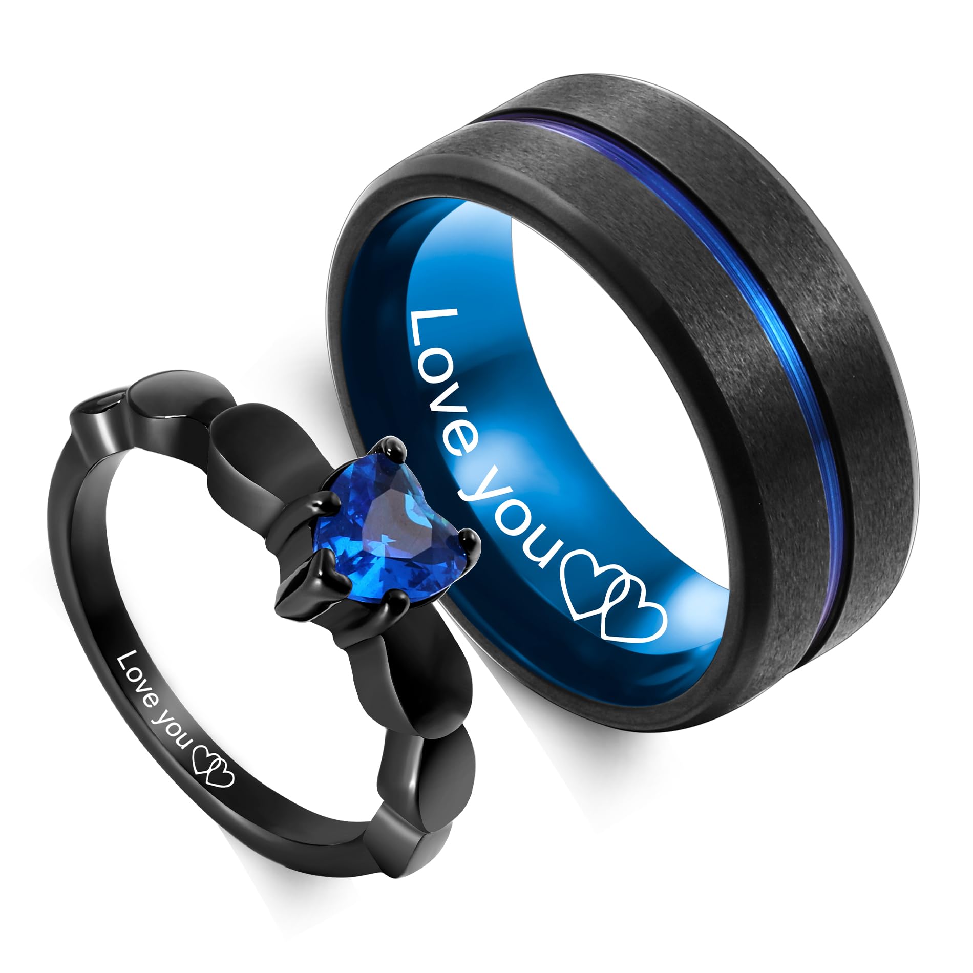 Anillos de Promesa Personalizados para Parejas Acero Inoxidable Alianzas de Matrimonio Hombre Mujer Grabado Nombre Texto Set Anillos de Compromiso Regalos para San Valentín Ajuste Cómodo