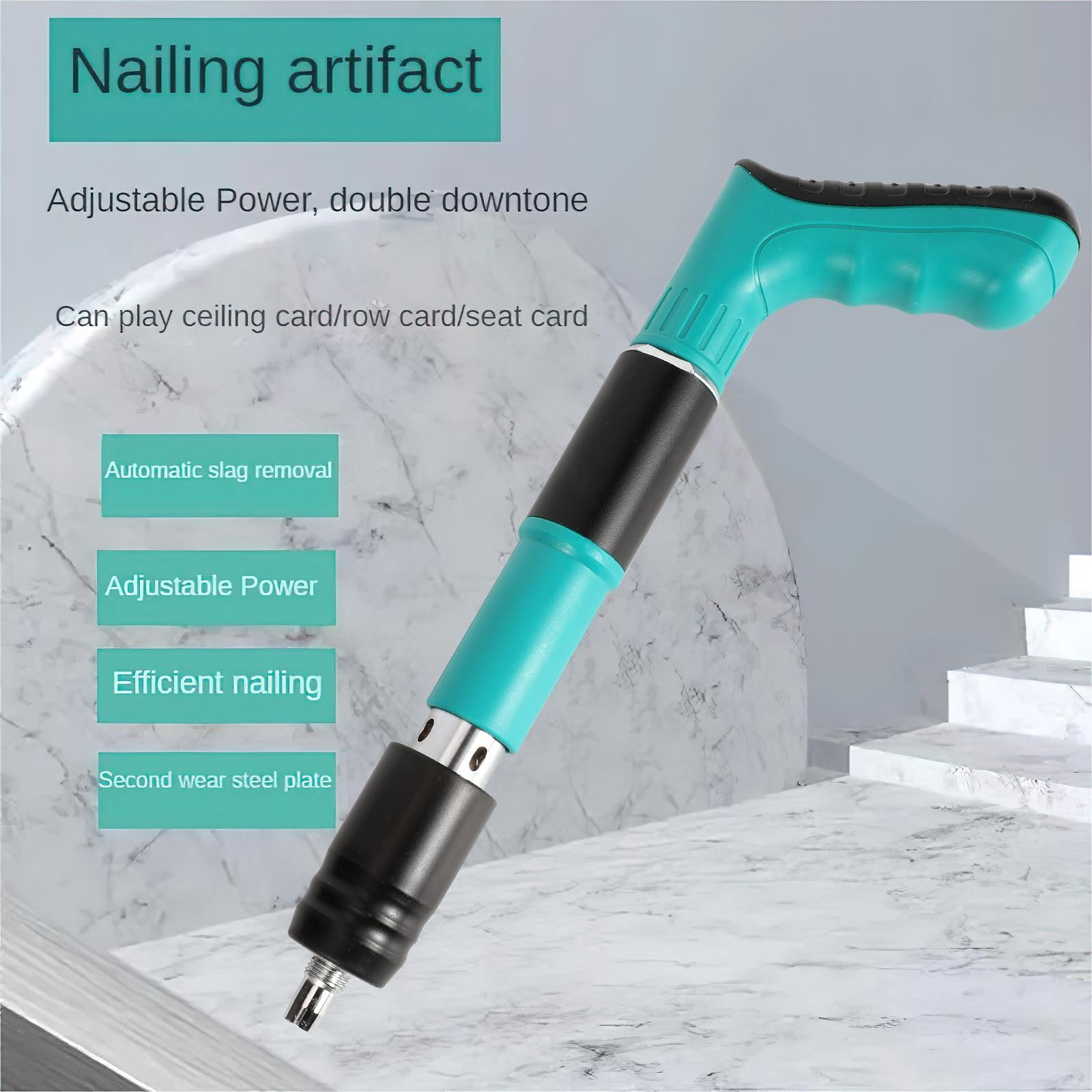 Lot de 110 pistolets à ongles avec 110 clous ronds, mini pistolet à clous manuel pour acier et béton, silencieux portable, en acier, pour ancrage mural de plafond, fente de fil, mur de maison