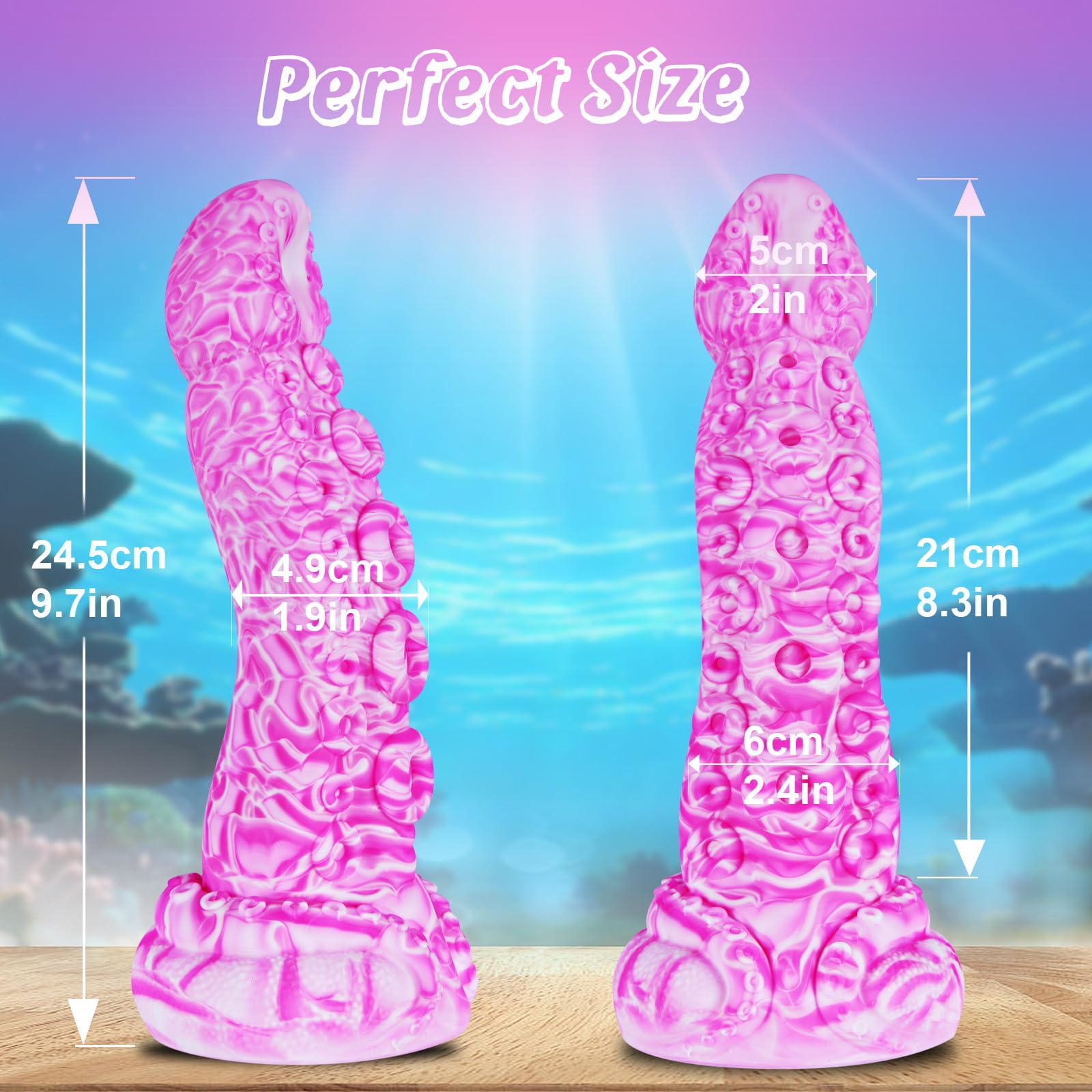 Plug anale in silicone da 24,5 cm con ventosa a tentacolo di polpo spessa, design alieno largo 4,9 cm, stimola punto G e prostata, lungo, spesso e realistico, adatto a donne e uomini