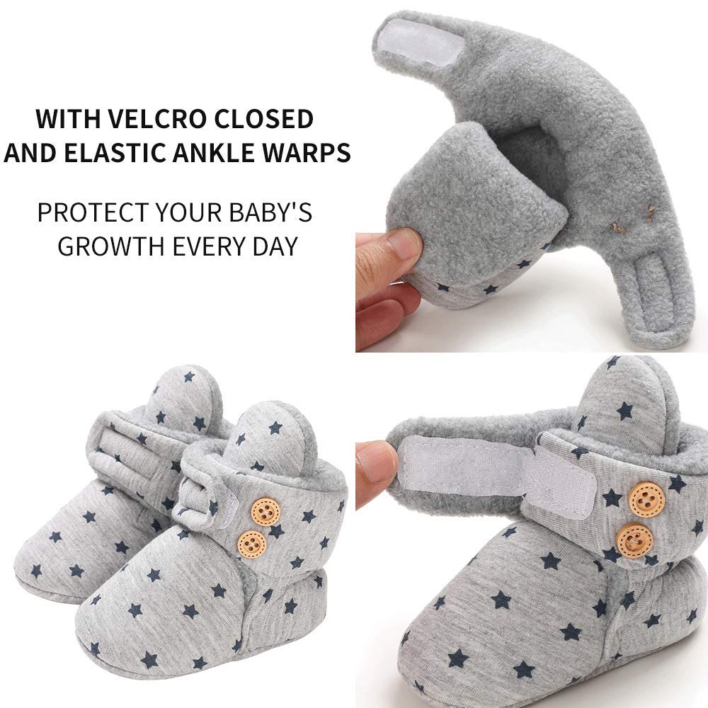 Przytulne polarowe buciki dziecięce z bawełnianą podszewką, antypoślizgowe i miękkie podeszwy buty dla noworodka 0-18 miesięcy skarpety buty unisex kapcie dziecięce zimowe ciepłe buty