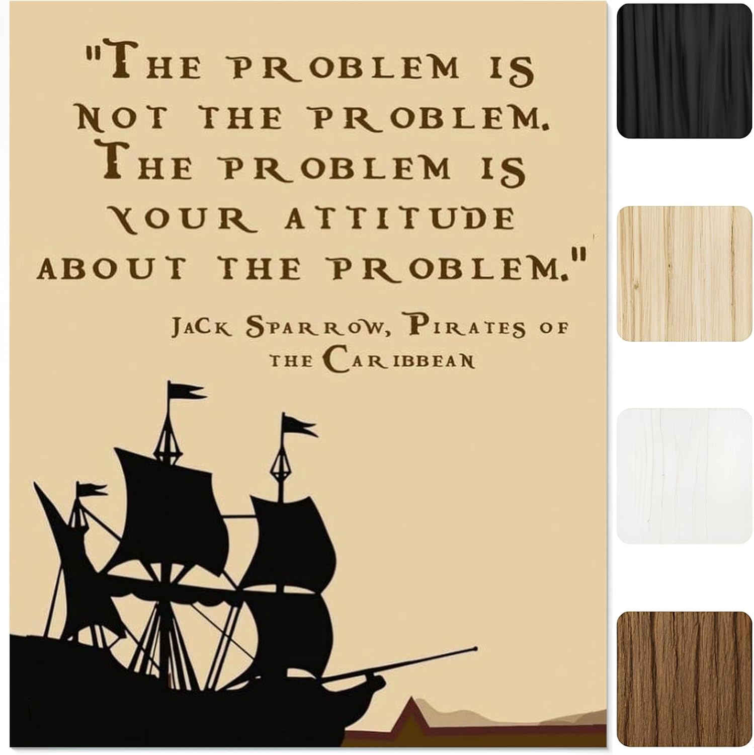 Jack Sparrow Quotes Wall Art - The Problem Is Your Attitude - Funny Pirates of the Caribbean Quote Poster Print for Home, Office, & Classroom Decor (White Framed, 8 x 10 inches)