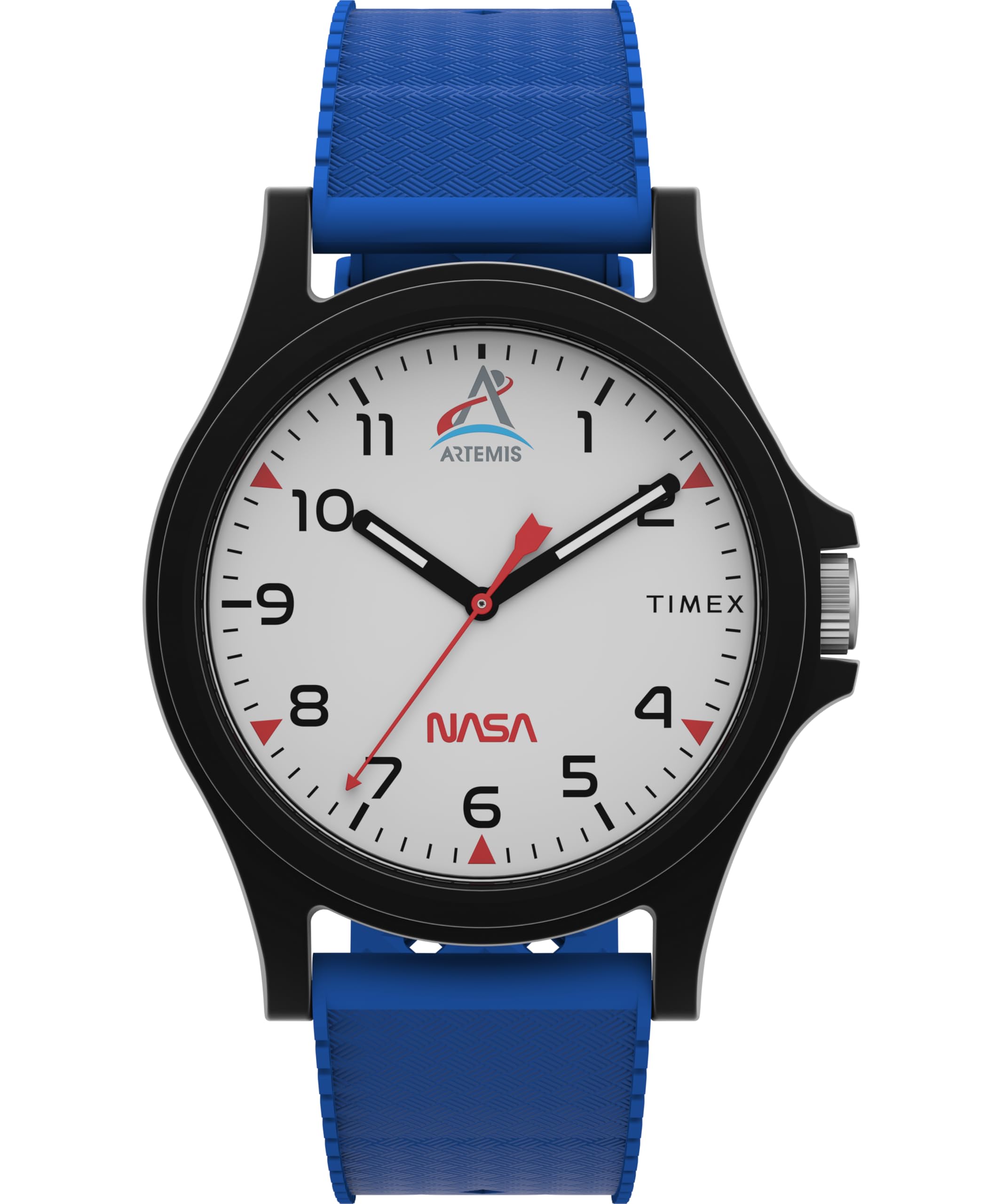 Timex Unisex Main Street 40 mm Watch - Blue Silicone Strap with White Dial and Black Case TW2Y13100