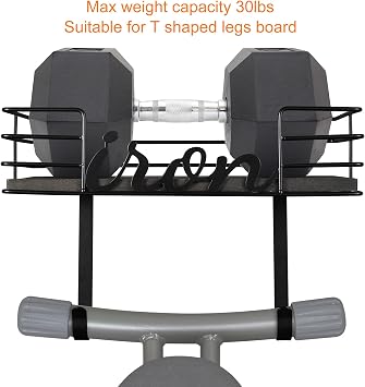 TJ.MOREE Ironing Board Hanger Wall Mount - Laundry Room Iron and Ironing Board Holder, Metal Wall Mount with Large Storage Black Wooden Base Basket and Removable Hook(Black)