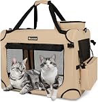 Totoro Ball Extra Large Cat Carrier for 2 Cats Collapsible Soft Pet XL Crate for Large/Medium Cats 20lbs Car Travel Portable Bag with Water Bottle Slot For Long Trips (Grey, 24.0"L x 16.5"W x 16.5"H)