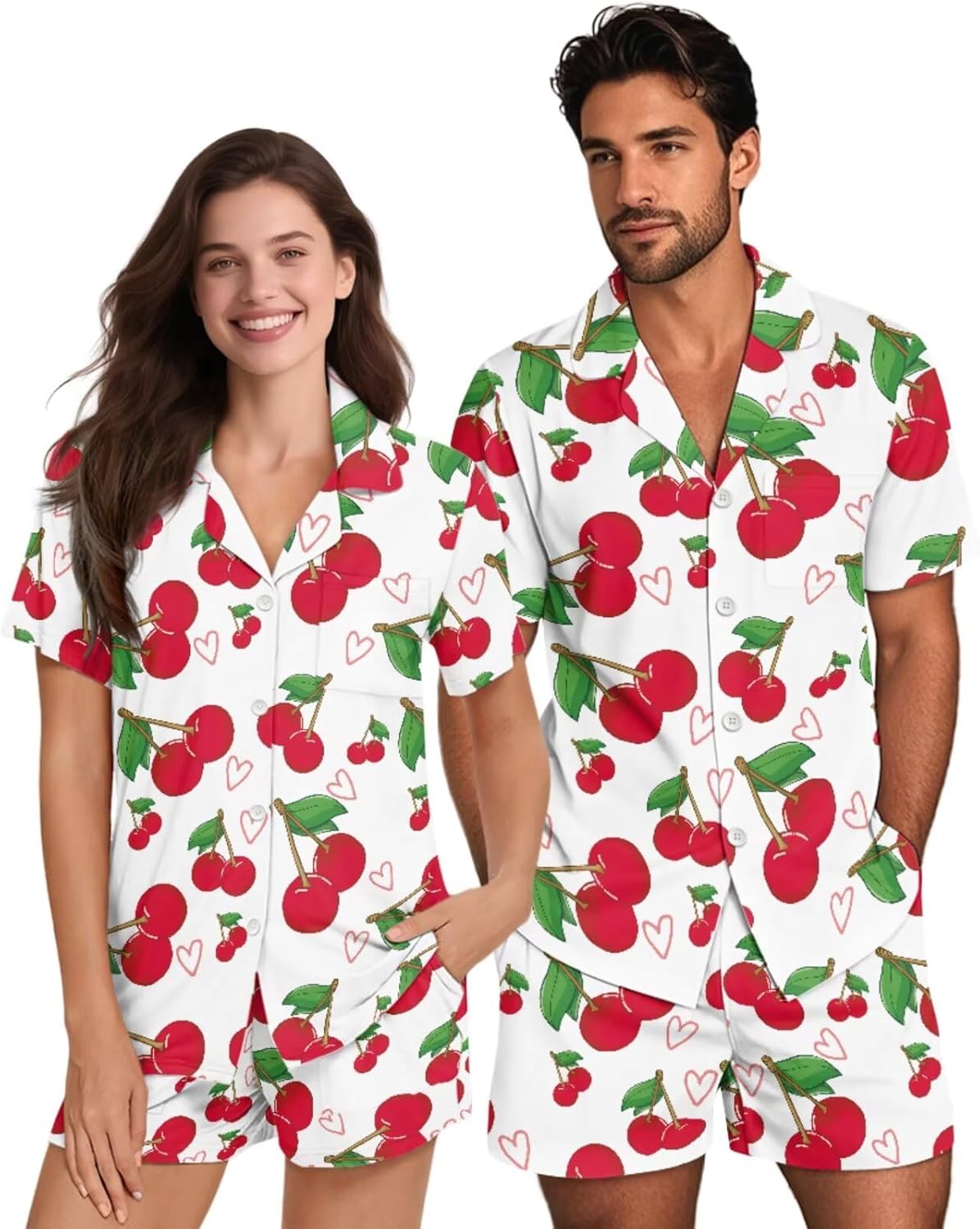 Matching Pajamas for Couples Short Sleeve Sleepwear Pajama Set Comfortable 2 Piece His And Hers Pajamas Sets