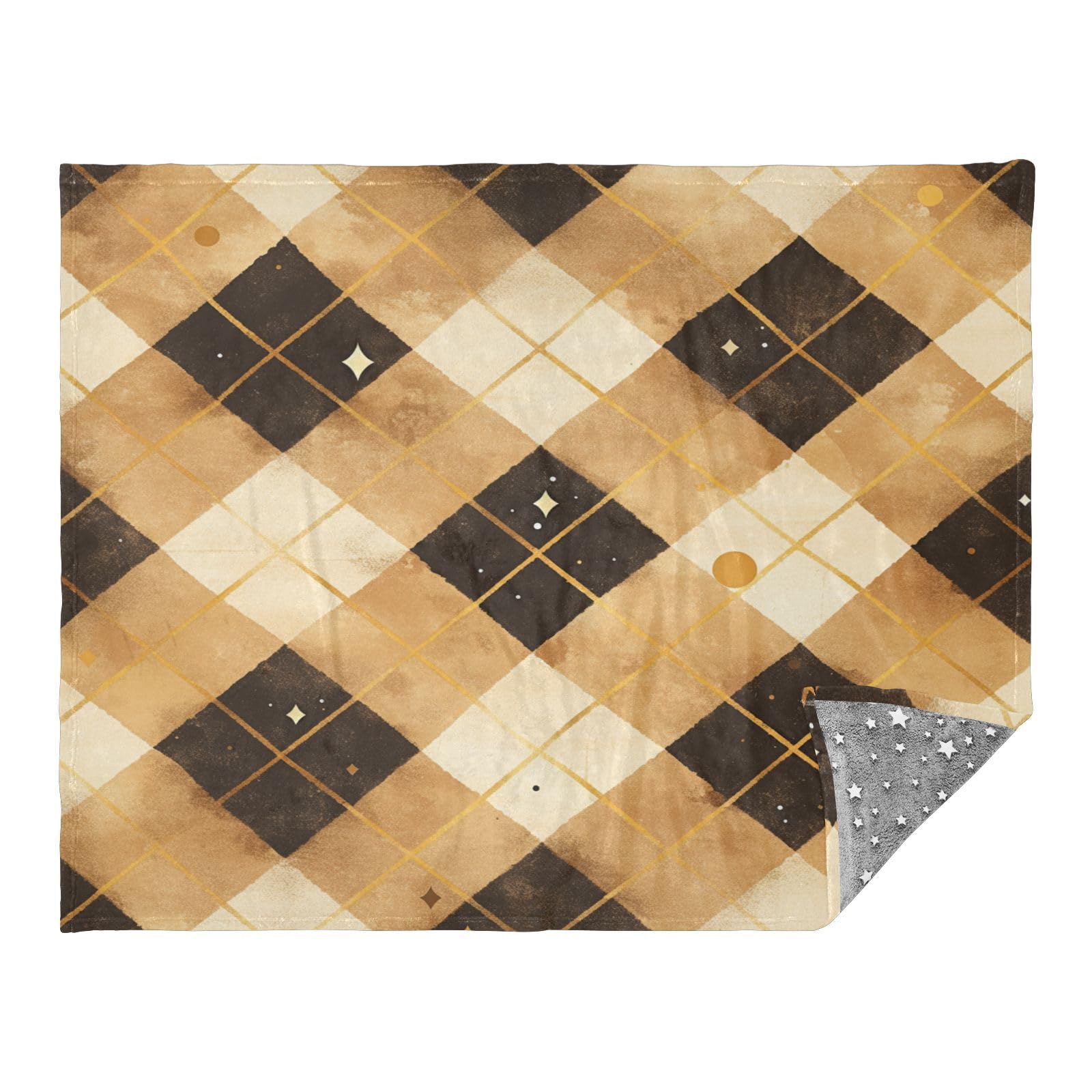 Plaid marron à carreaux pour canapé 140x177 cm toutes saisons