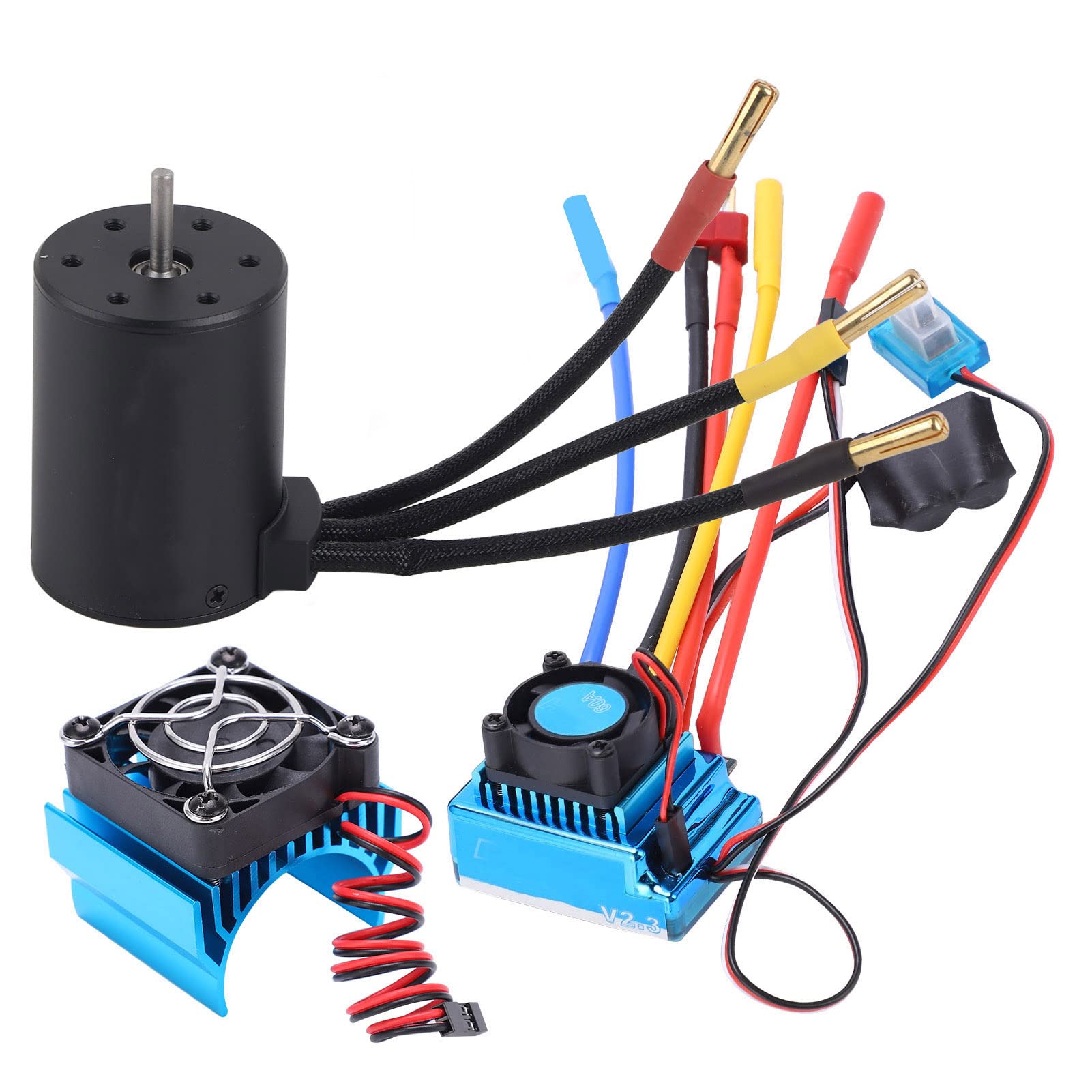 Zestaw Silnika Bezszczotkowego RC 2300KV, Regulator 80A ESC, do Modeli RC | Wodoodporna konstrukcja, wysokiej jakości aluminium, odpowiednia do samochodu RC w skali 1/10