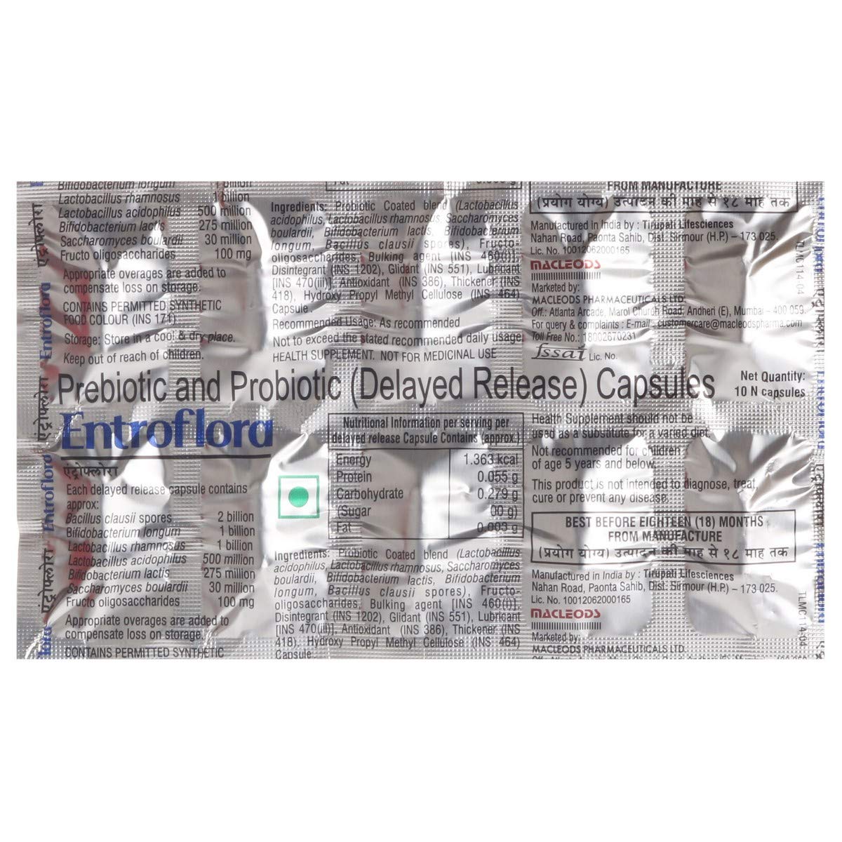 Entroflora - Strip of 10 Capsules