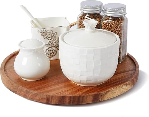 Organizadores Lazy Susan de Madera de Acacia de 10 Pulgadas, ACIAZAAZ Lazy Susan Giratorio para Gabinete, Giratorio de Cocina para Almacenamiento