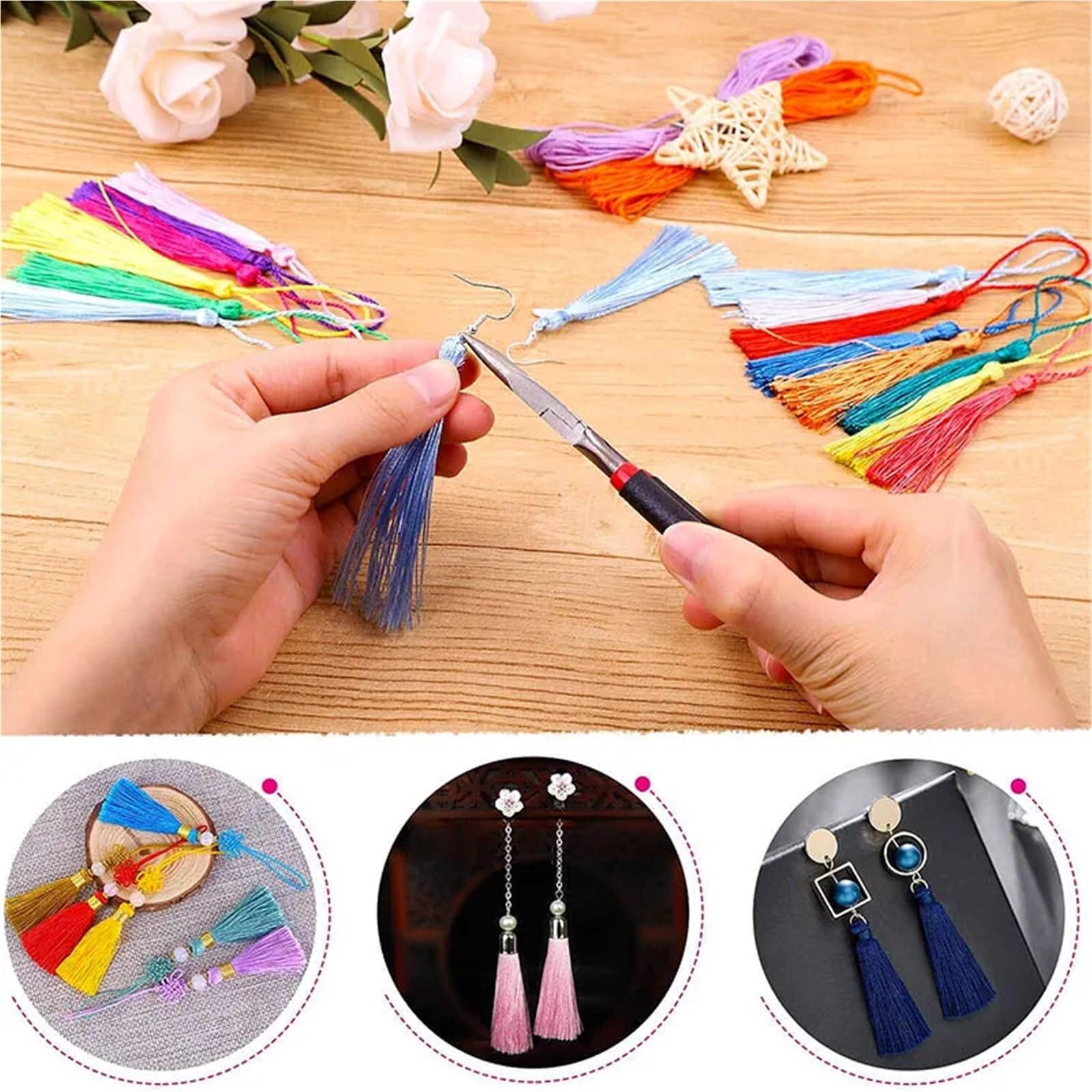 50 Stück/Packung 13 cm Quasten, Seidenfransen, seidige Floss-Lesezeichenquasten Für DIY Bastelzubehör